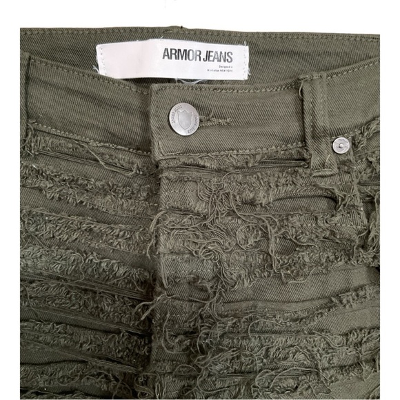 Armor Jeans Trashed Frayed Stacked Pants Mens Size 34 - Picture 5 of 7